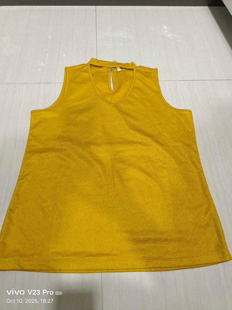 Mustard Sleeveless party .Top