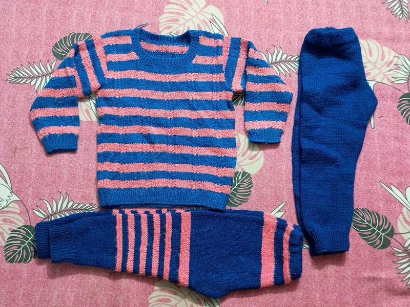 Baby Sweater With 2 Pjama Set