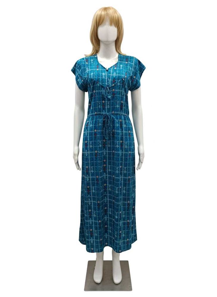 Elegant Blue Printed nighty - M size