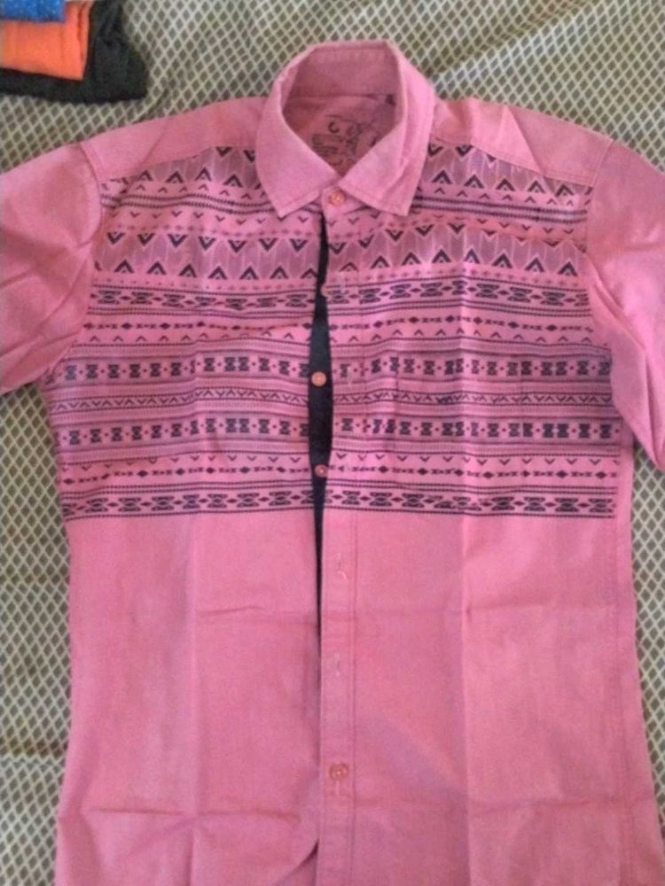 Purple Geometric Print Button-Down Shirt