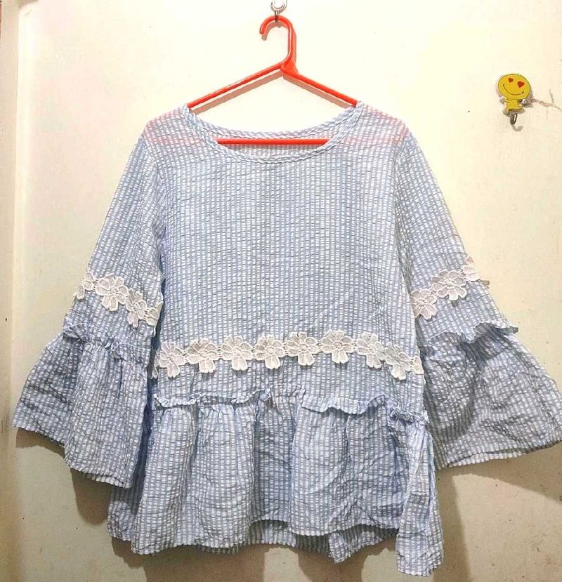 Combo 11 Tops.Striped Blue Blouse Length 24