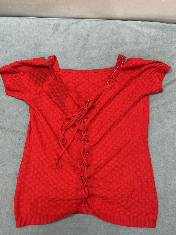 Red Knit Top