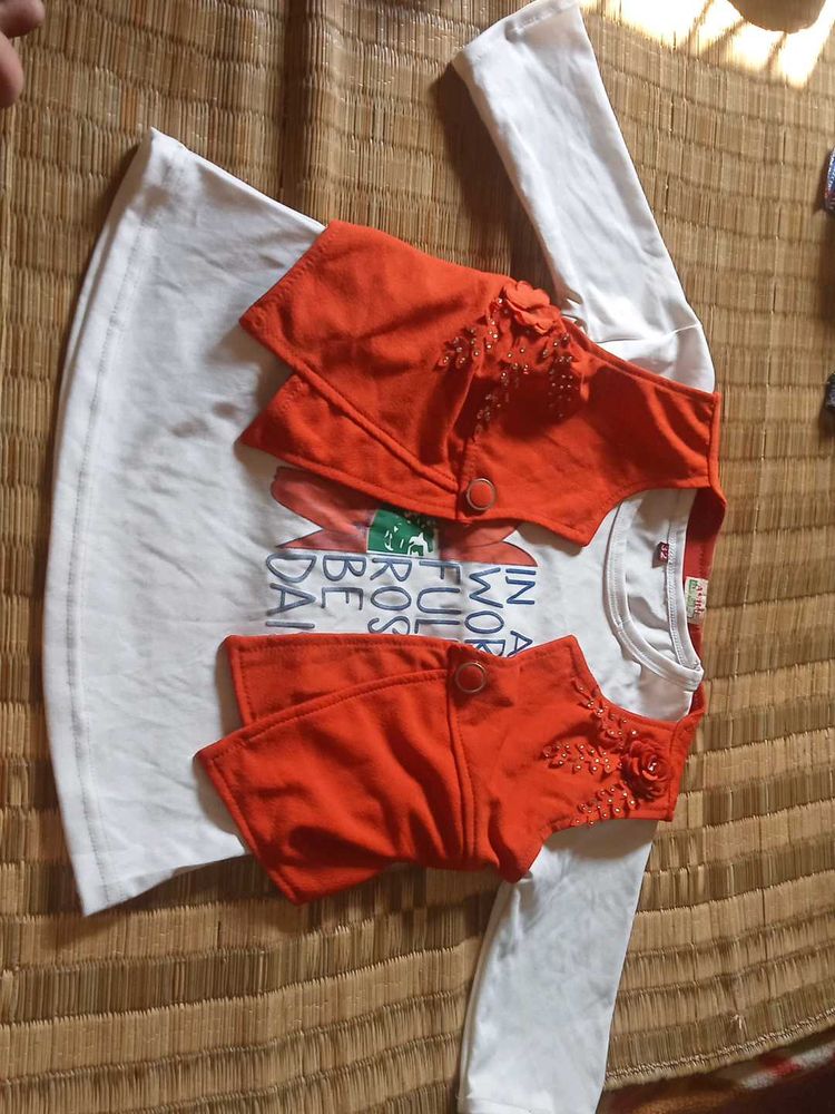 Cute Girl&#39;s Top &amp; Vest Set