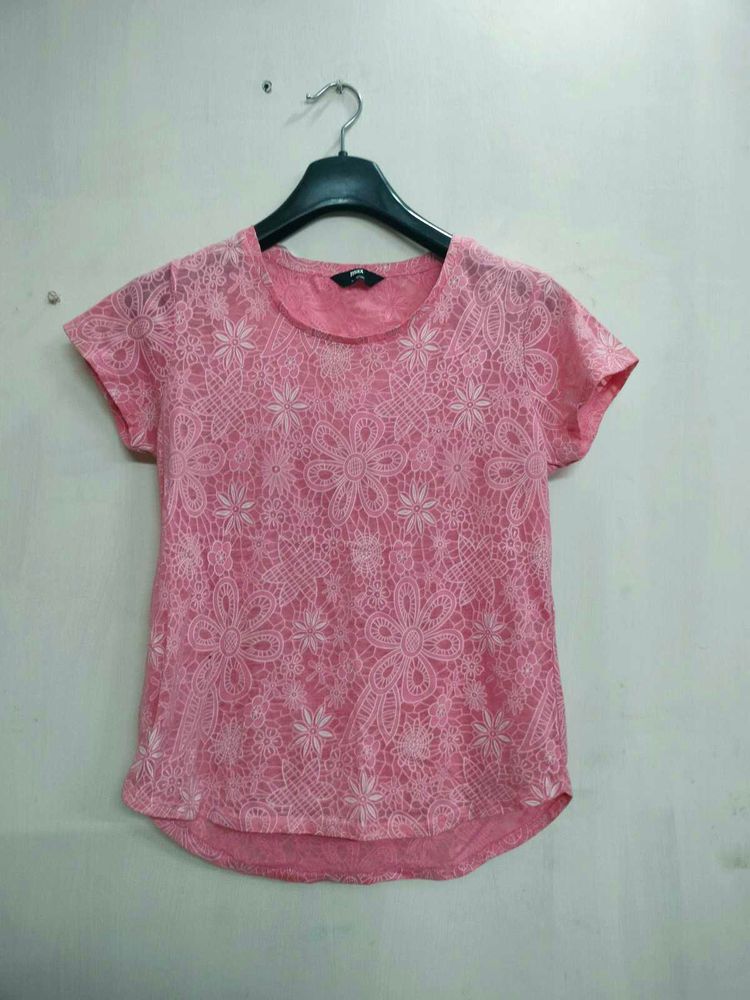 Pink Floral Lace Top