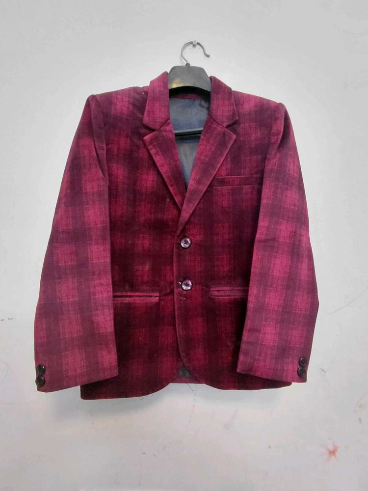 Burgundy Plaid Blazer