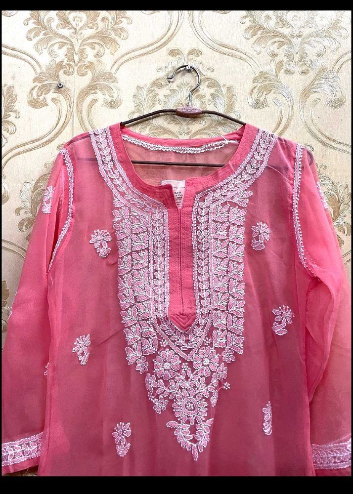 Elegant Peach Embroidered Kurta