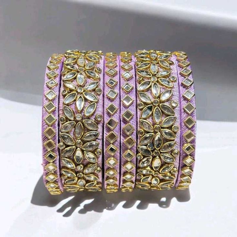 Lavender Kundan Bangles