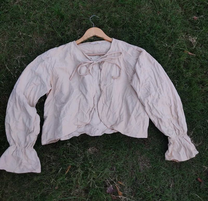 Creame Color Crop Shirt