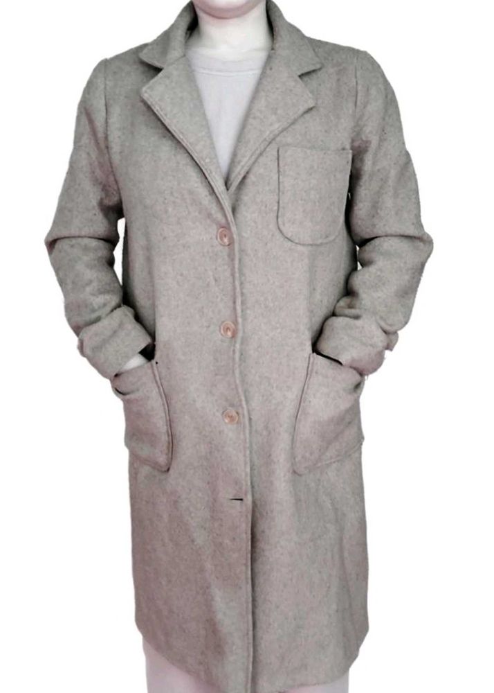 Elegant Grey Wool long Coat
