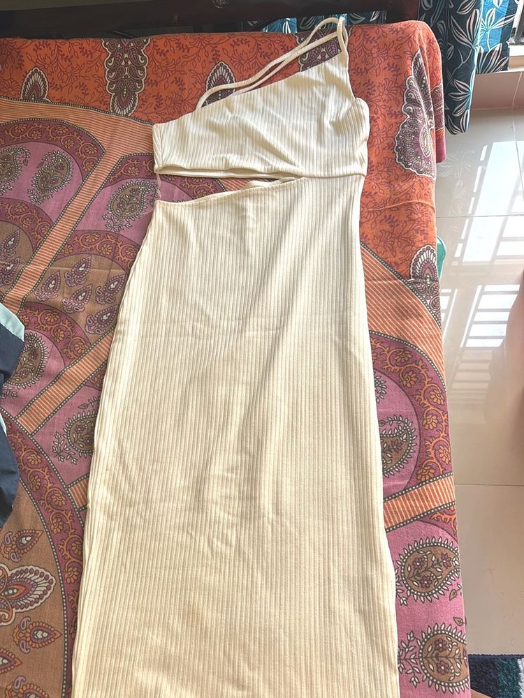 Stylish Cream Cutout Midi Dress