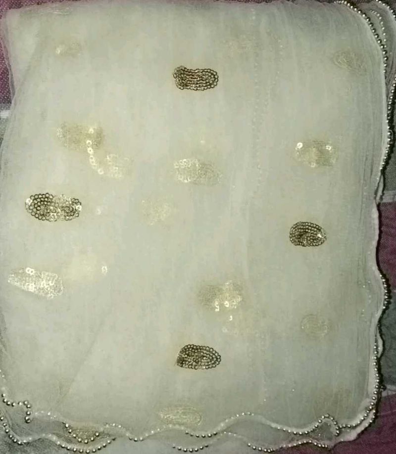 Embellished White Dupatta
