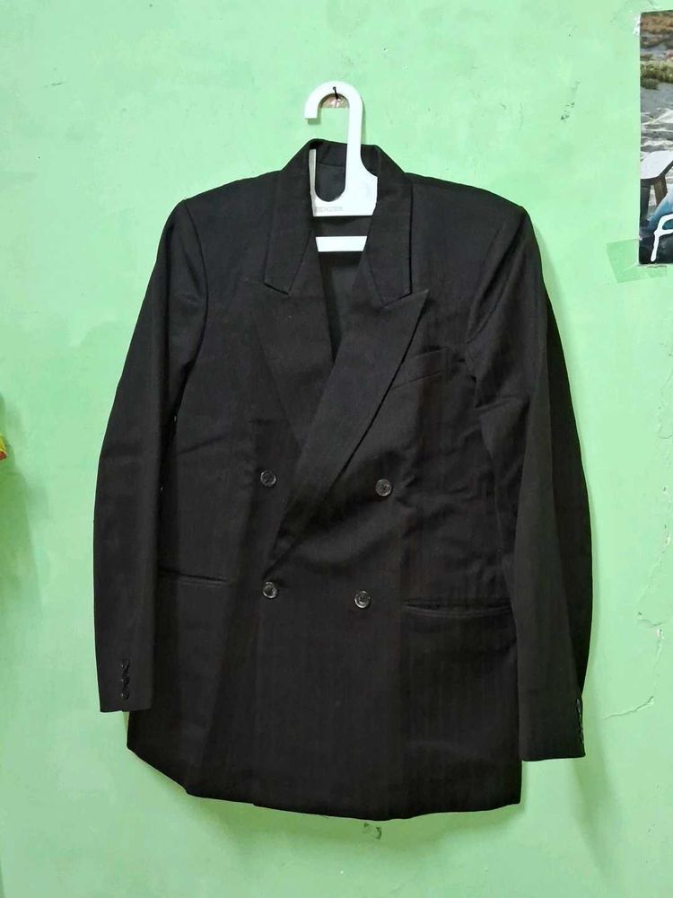 Vintage Double-Breasted Black Blazer