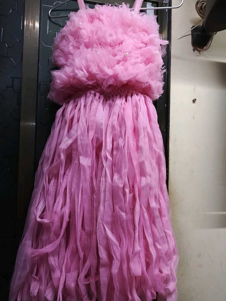 Pink Tulle Party Dress Ruffle gown