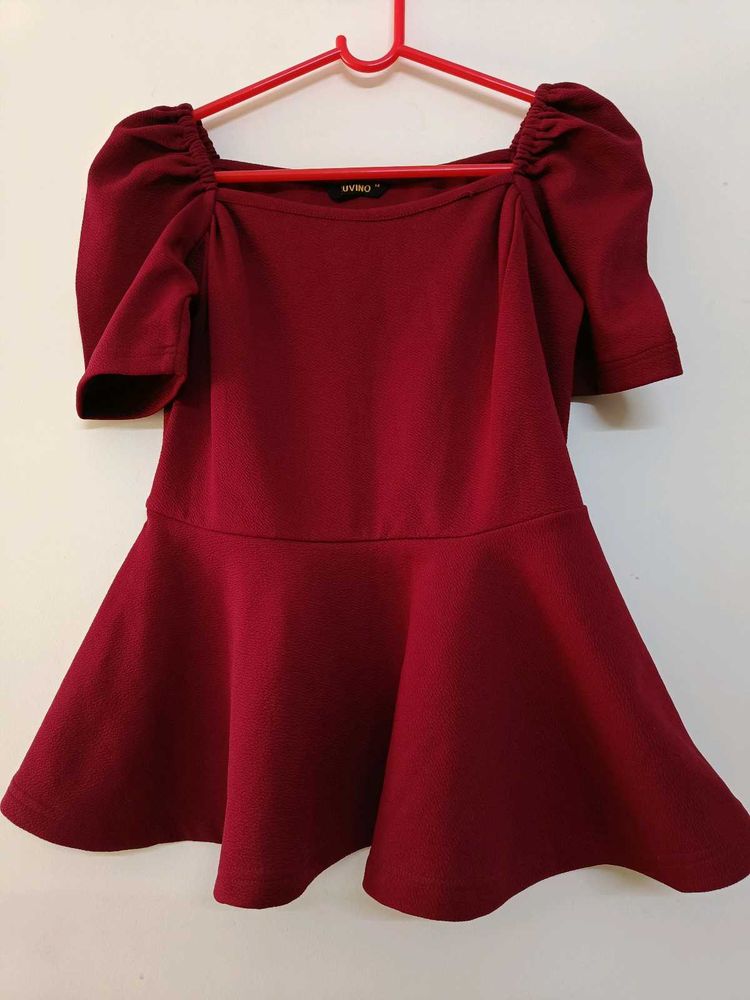 Maroon Peplum Top