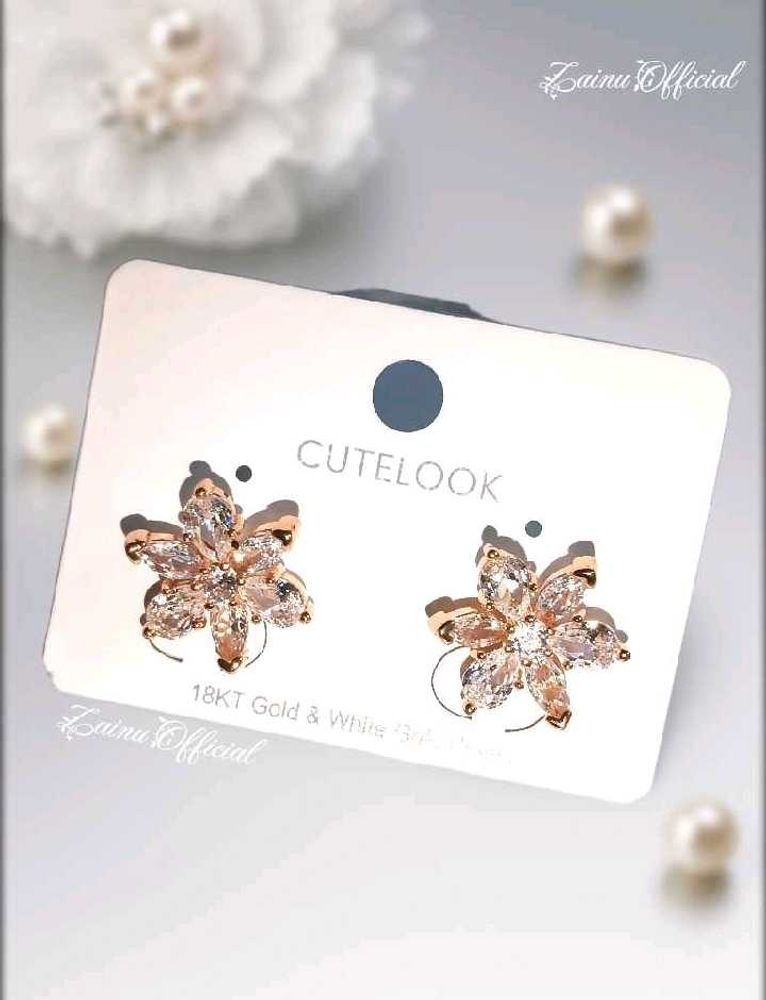 Rose-gold Floral Earrings AD