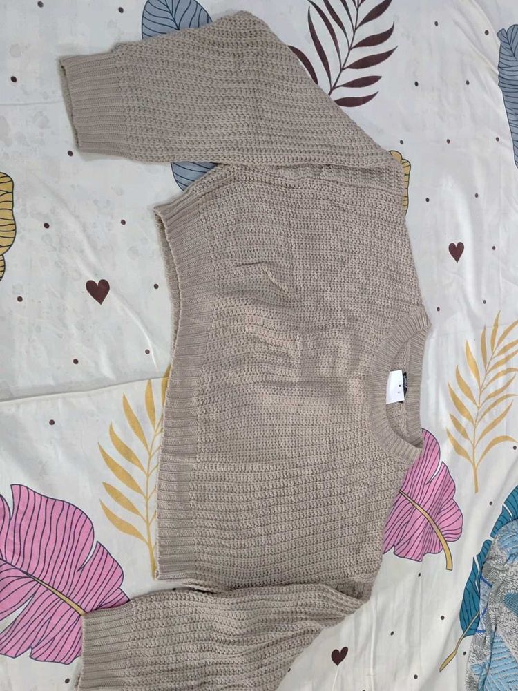 Beige Knit Pullover Sweater