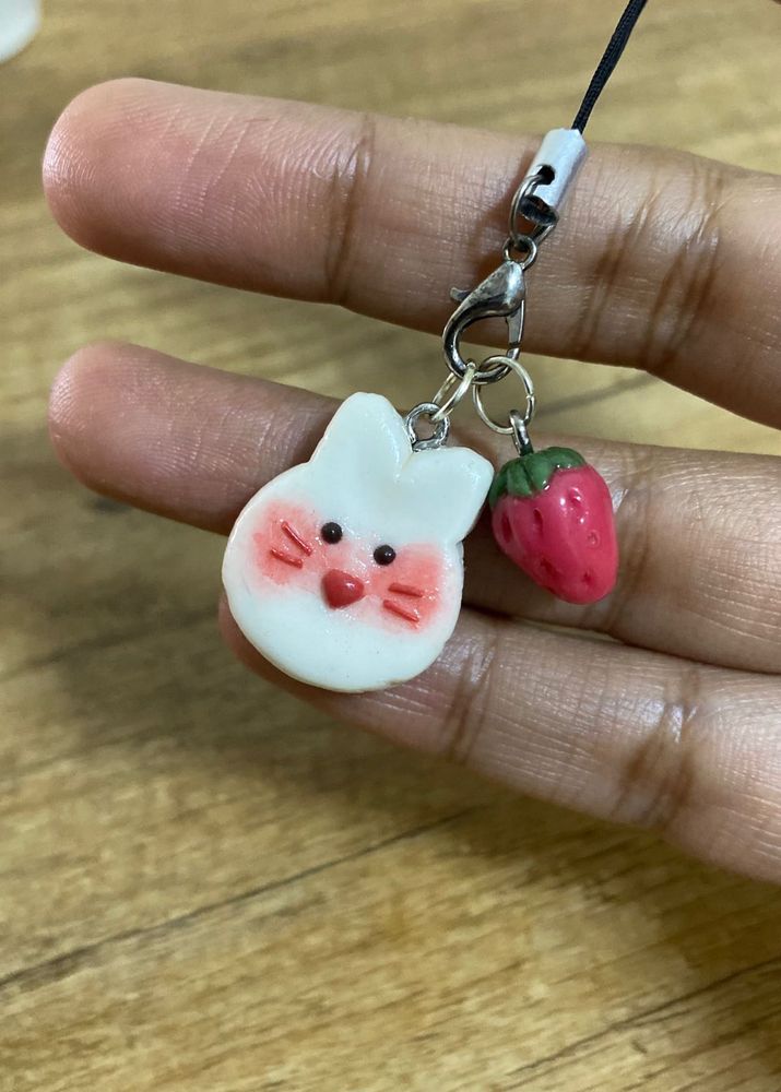Cute Bunny &amp; Strawberry Charm