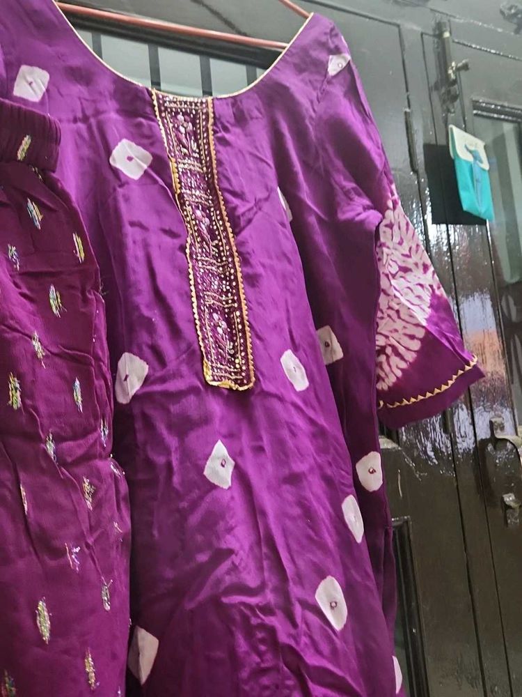 Purple Bandhani Salwar Suit