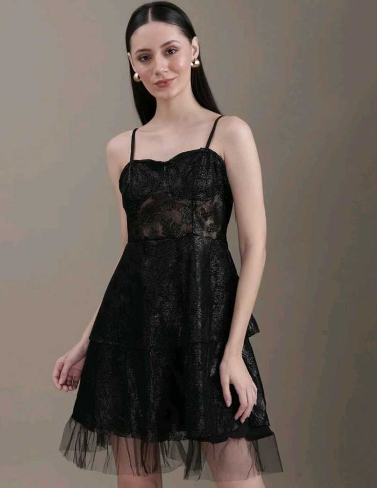 Shein spaghetti strap Elegant Black Lace Dress
