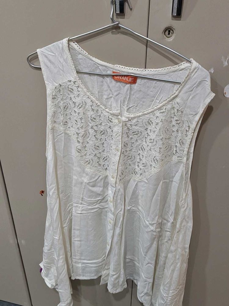 White Lace Sleeveless Top
