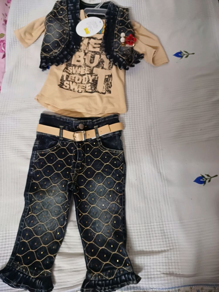 New Top Jeans Set For 3-4 Year Girls