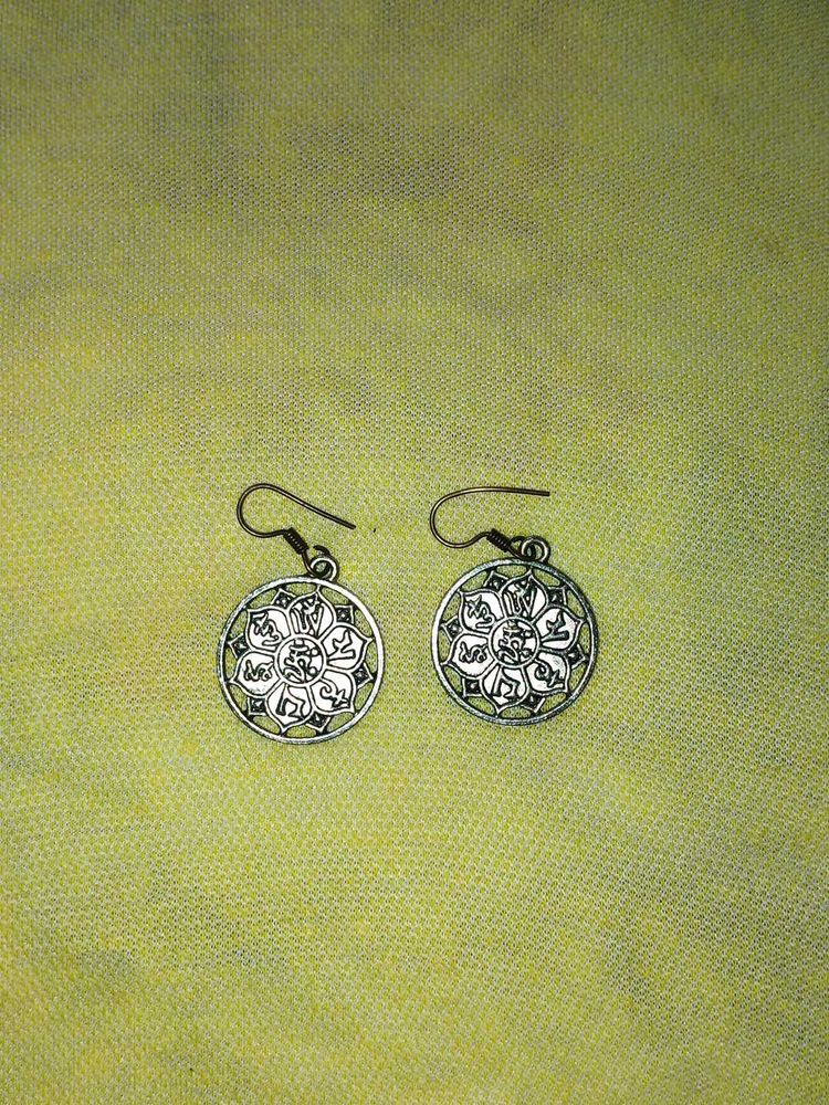 Silver oxidized Mandala Earrings