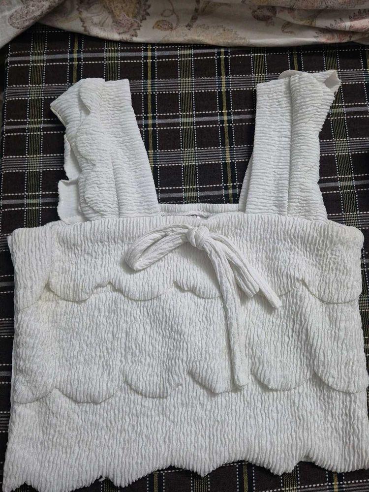 White Ruffle Top