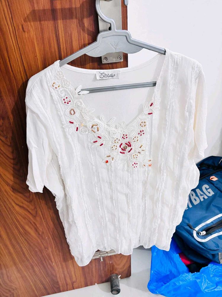 White Embellished Top