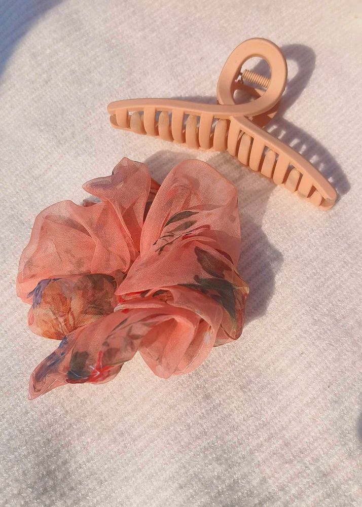 Organza Hair Scrunchies And One Claw