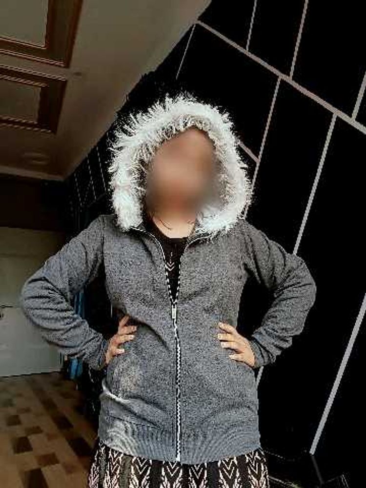 Gray Fur Hooded Jacket