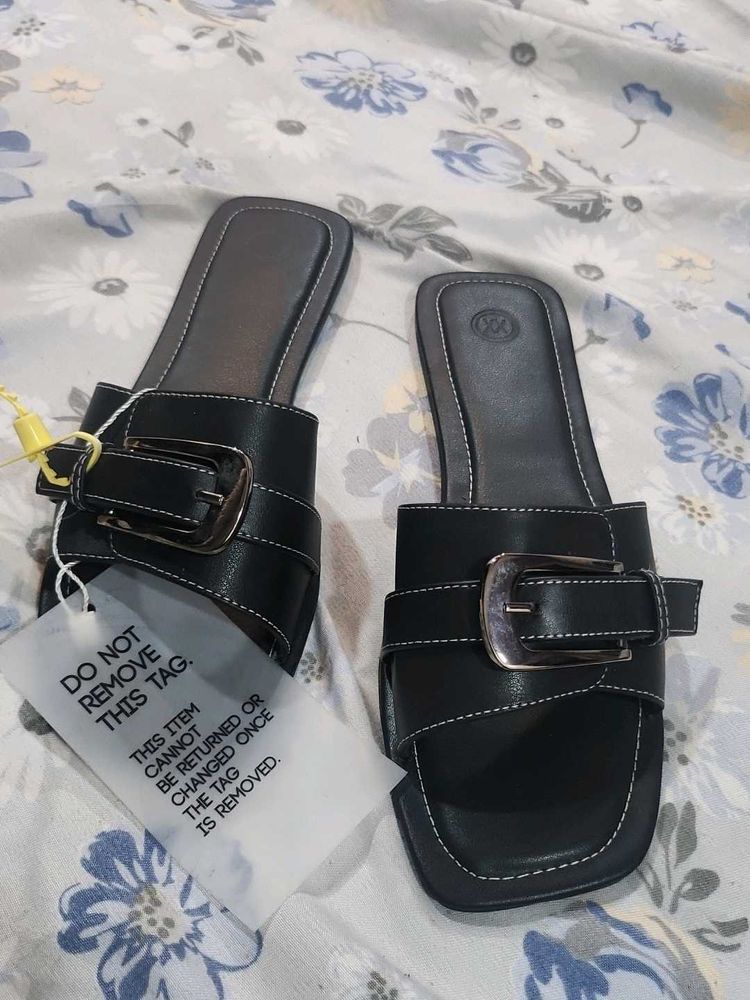 Black Buckle Sandals