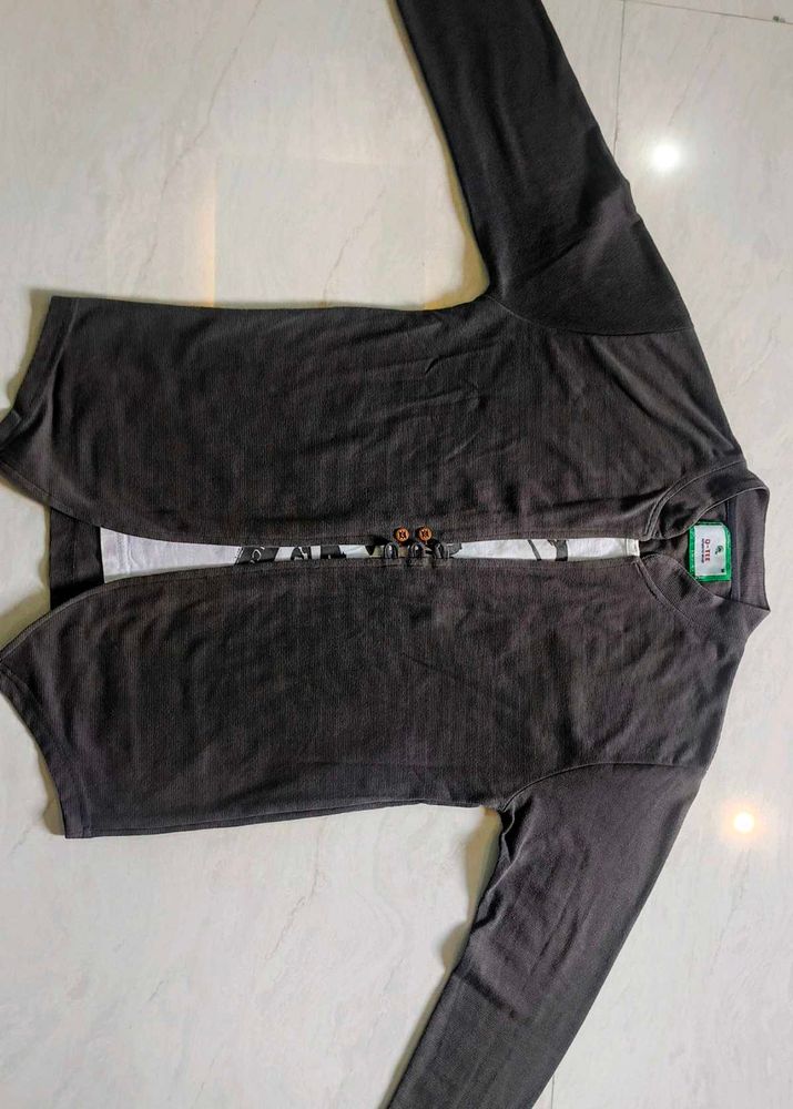 Dark Grey Button-Up Cardigan
