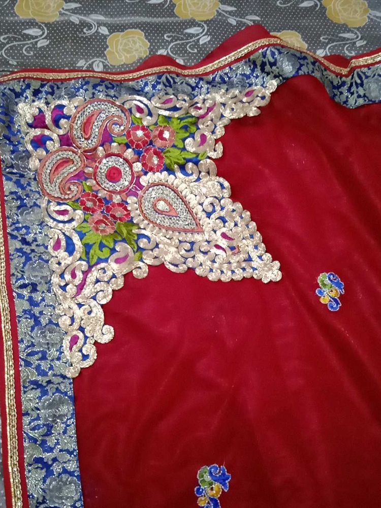 Red and Blue Saree