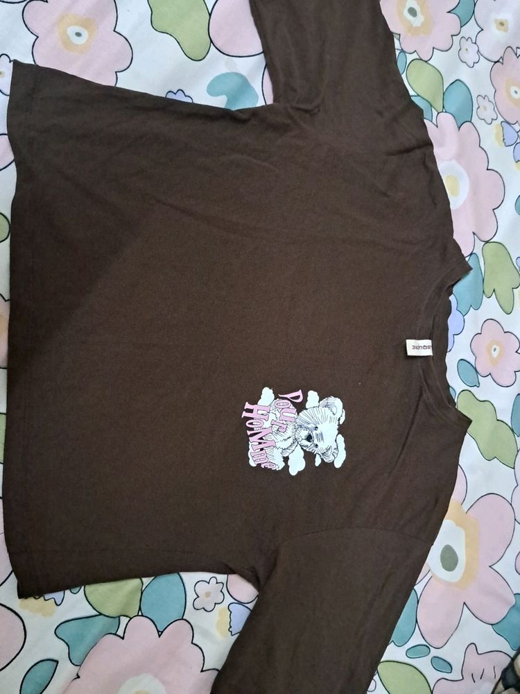 Brown Graphic Printed Tee