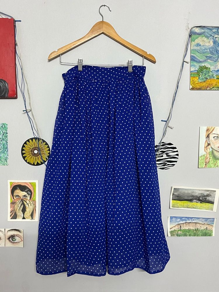 Blue Polka Dot Midi Skirt💙🤍