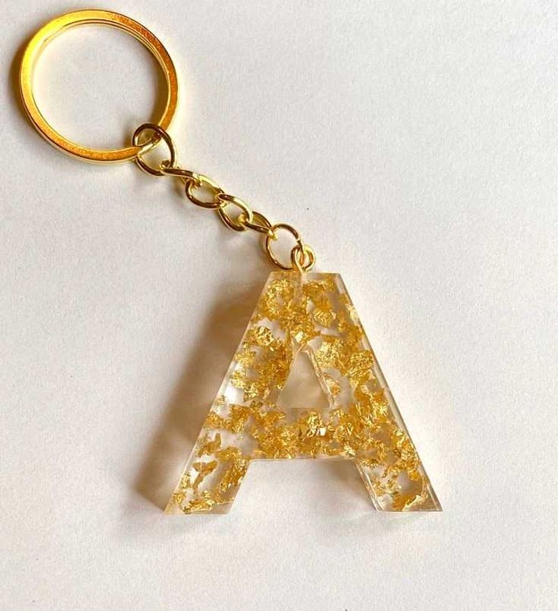 Golden 'A' Initial Keychain+Free Gift