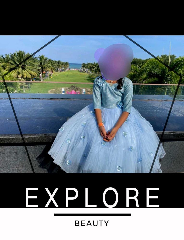 Blue Flower Girl Dress