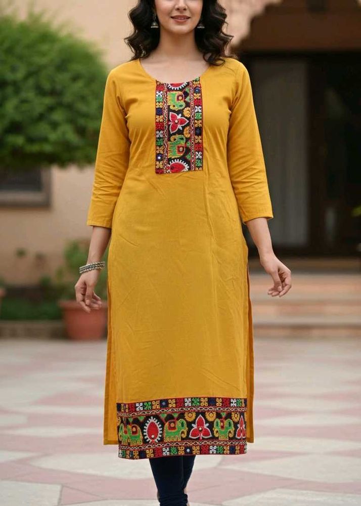 New and unused Elegant Mustard Embroidered Kurta