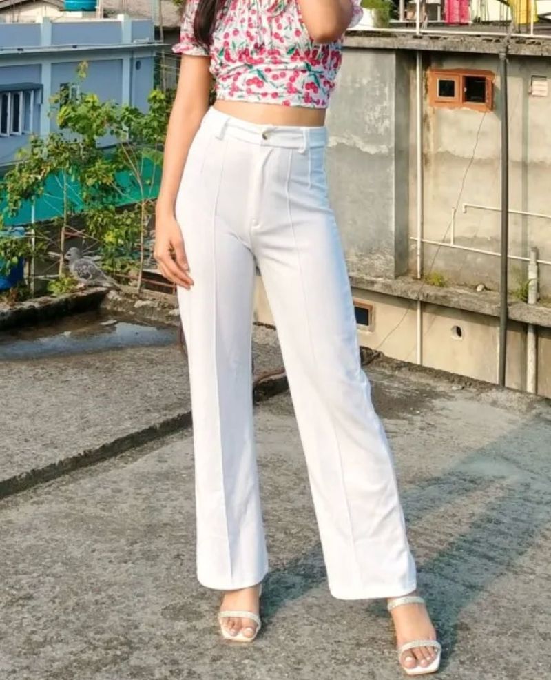 White Wide Leg Trousers