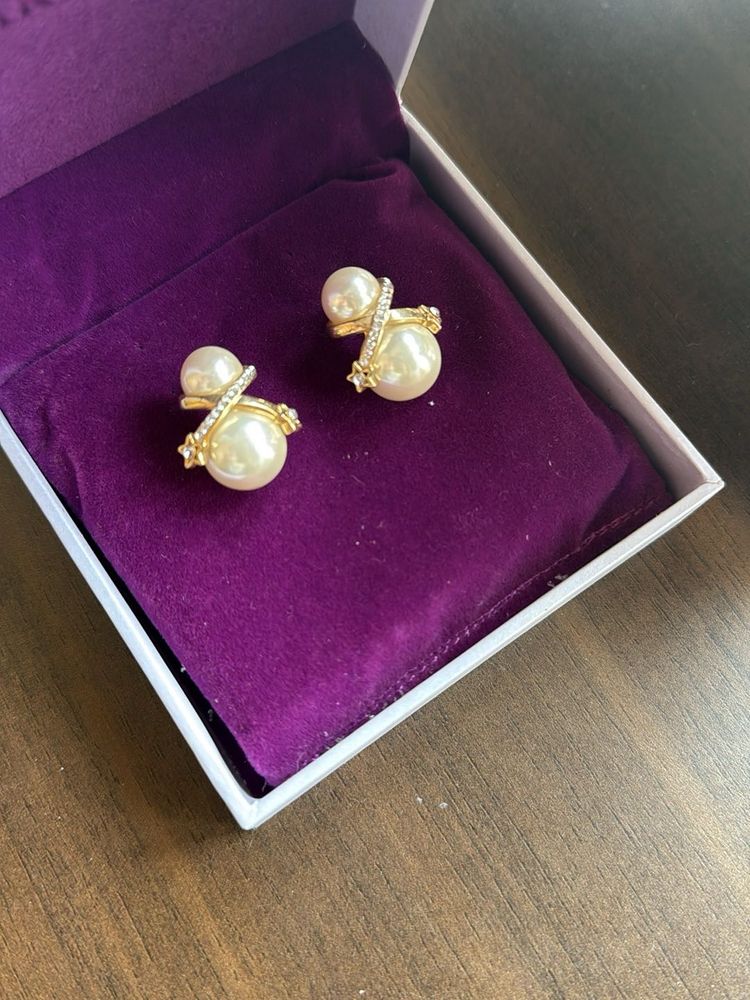 Pearl &amp; Crystal Stud Earrings