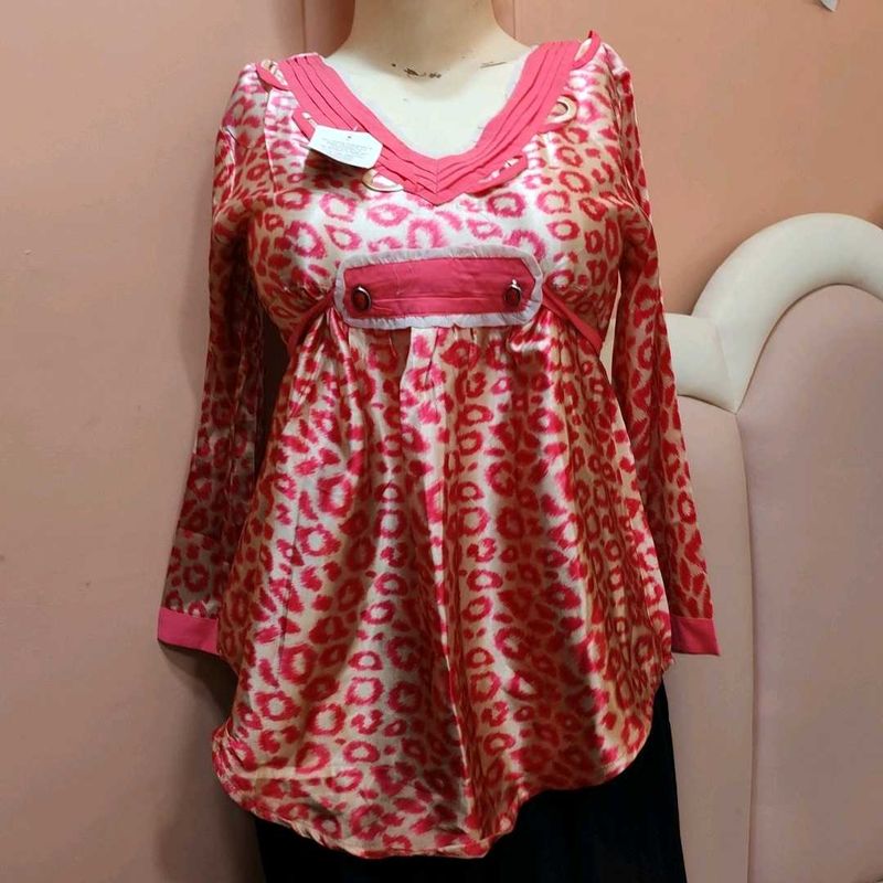 New Animal Print Satin Top