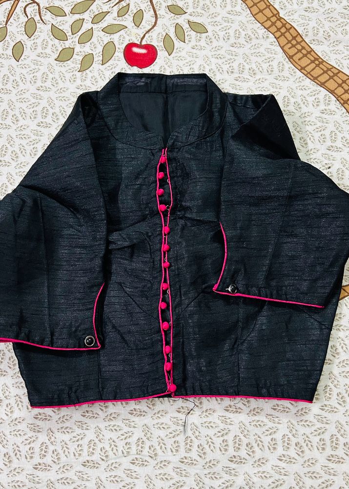 Silk Black Crop Top blouse