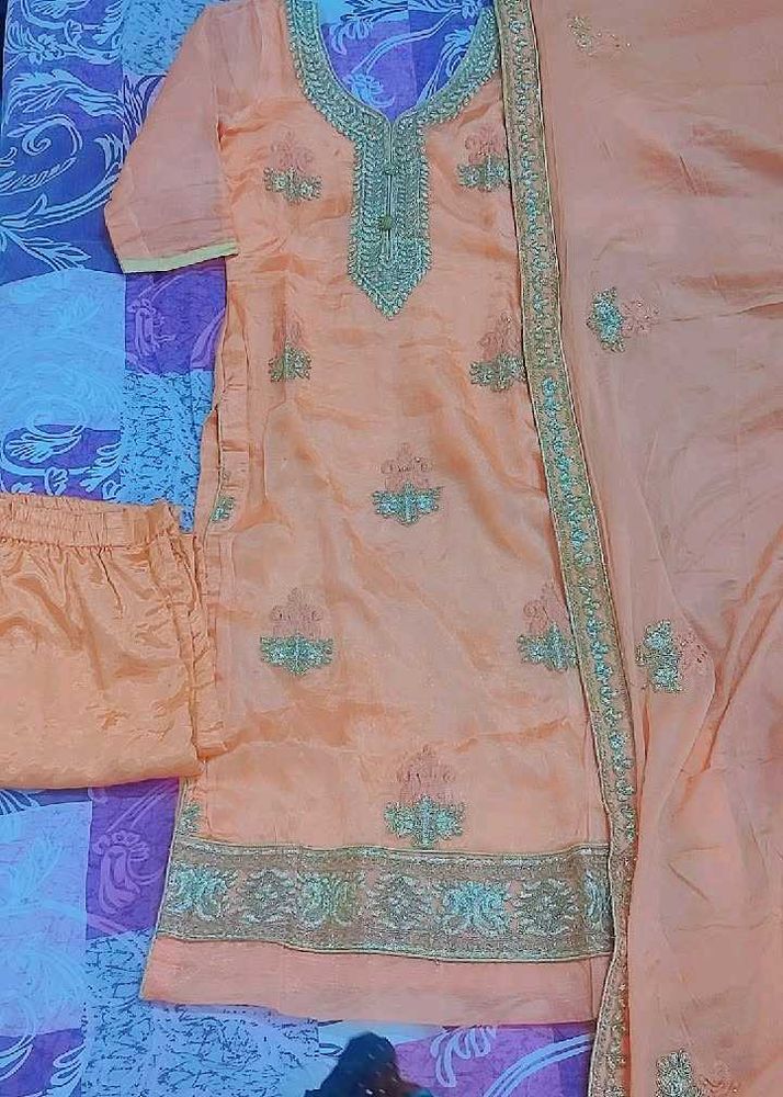 Beautiful Peach 🍑 Colour Kurta Pant Set
