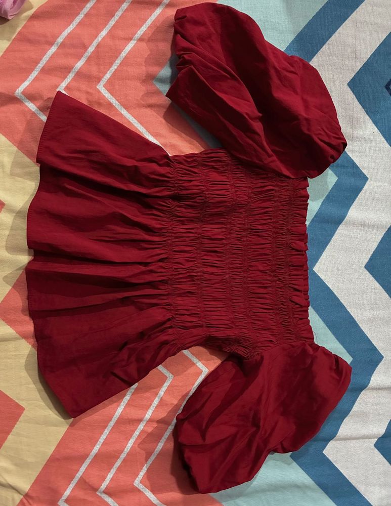 Red Puff Sleeve Top
