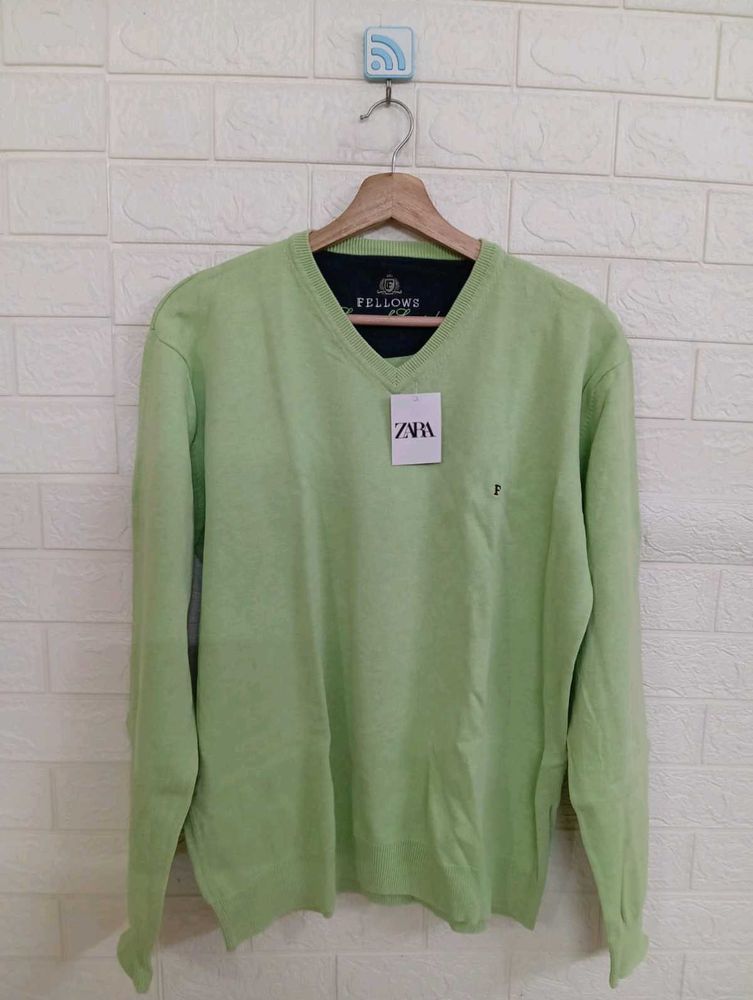 Fellows Light Green V-Neck Sweater