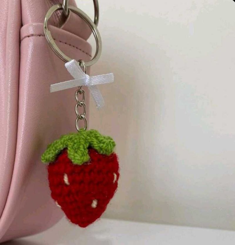 Strawberry Crochet Keychain🍓