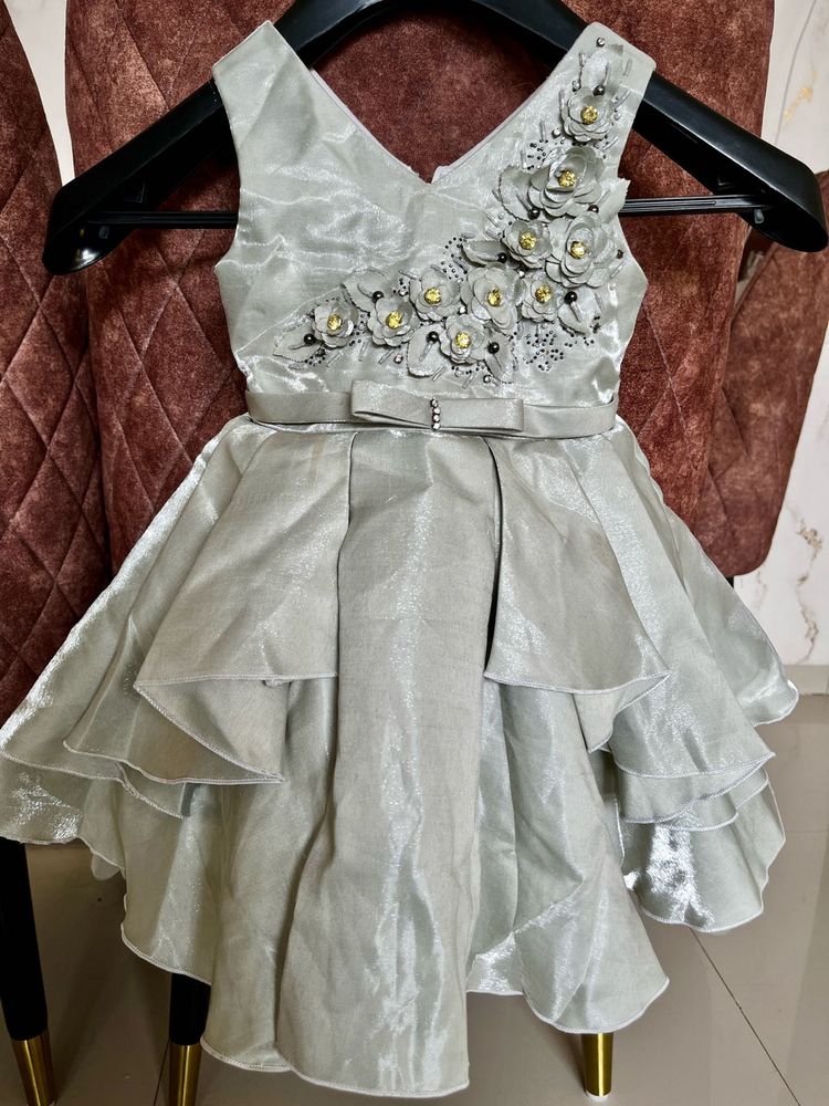 Sale !! Cute Silver Flower Girl Dress