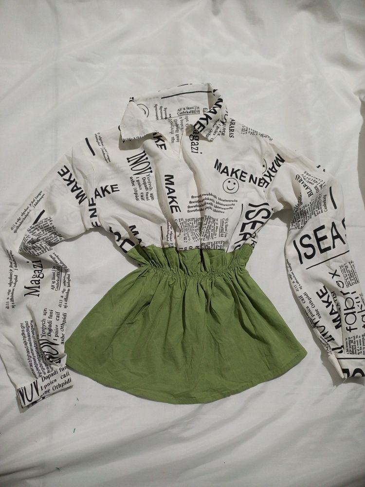 Newspaper Print Y2K Crop Top With FREE GIFT
