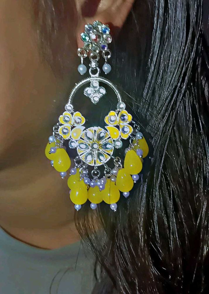 Statement Earrings - Yellow Floral