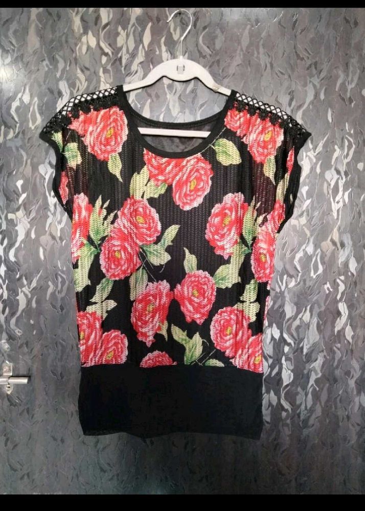 Floral Print Sheer Top
